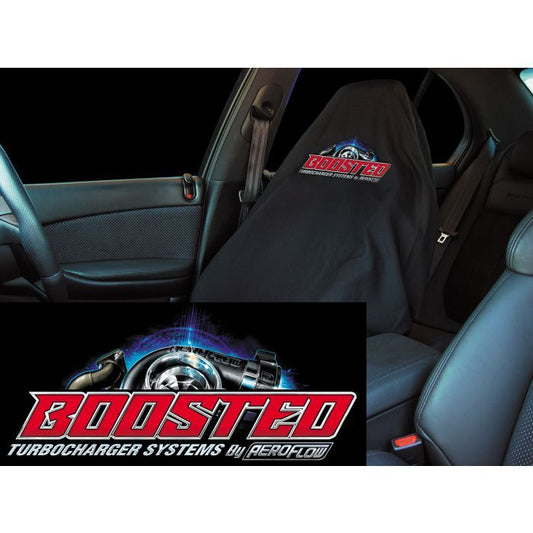Aeroflow AFBOOSTED-THROW Boosted Throw Seat Cover - Black With Boosted Aeroflow Turbo Logo