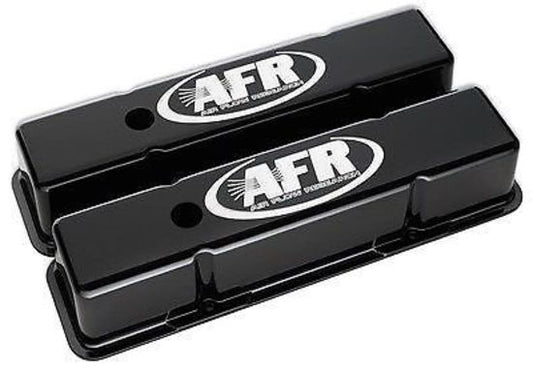 Air Flow Research AFR6705 Aluminium Valve Covers Chev SB Tall Logo Black