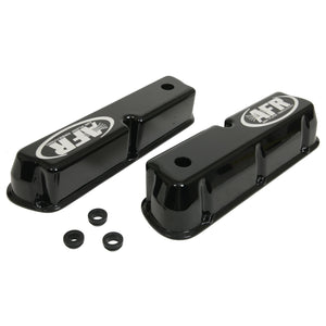 Air Flow Research AFR6715 Ford SB 289-351W Tall Black Powder Coated Valve Covers w/ Logo