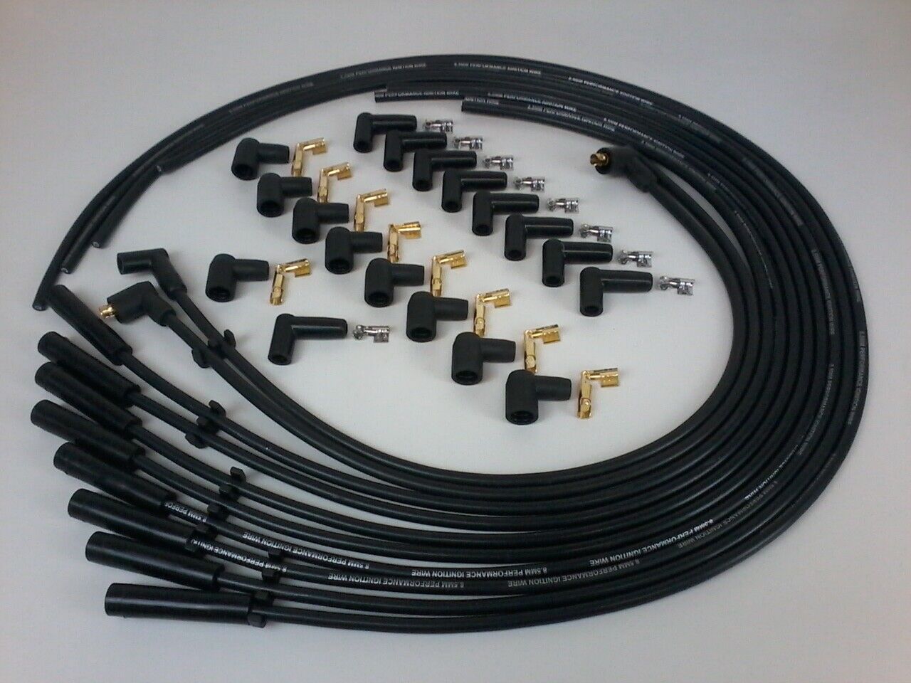 Universal 8.5mm Black Spark Plug Leads Straight 180 Degree (set)