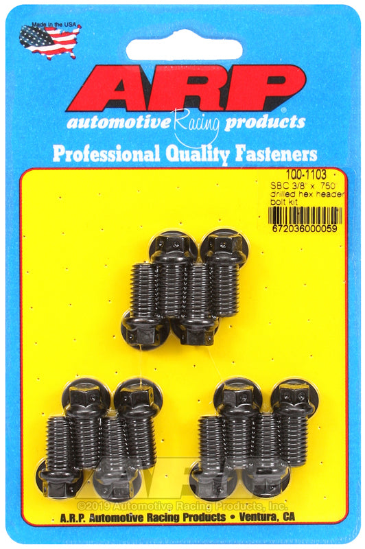Universal 3/8"-16 X 0.75" UHL 100-1103 SB Chevy 3/8 X.750" Drilled Hex Header Bolt Kit ARP Fasteners ARP100-1103