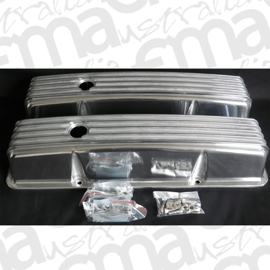 EMA8526 | Chevy Small Block Retro Cast Finned Valve Covers (TALL)