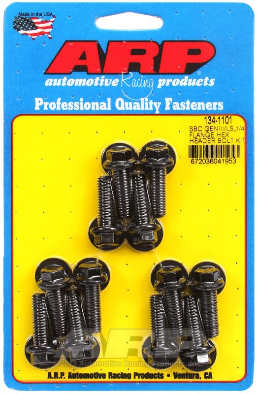 Suit Chevy small block Gen III/IV 4.8L, 5.3L, 5.7L, 6.0L, 6.2L V8 134-1101 SB Chevy/Gen 3 LS 1/4 Flange Hex Header Bolt Kit ARP Fasteners ARP134-1101