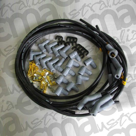 EMA-B-45 |Black 45° Spark Plug Ignition Wire Set - 9mm Spiral Core, Universal Fit