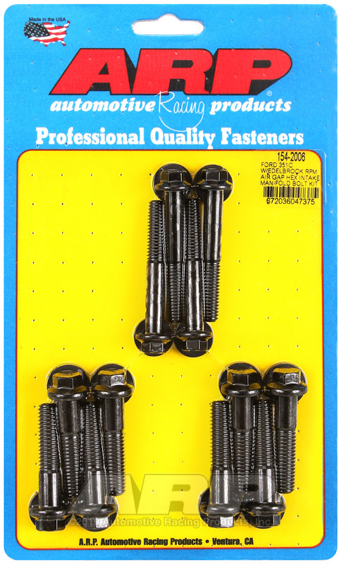 ARP 154-2006 Ford 351C w/ Edelbrock RPM Air Gap Hex Intake Manifold Bolt Kit