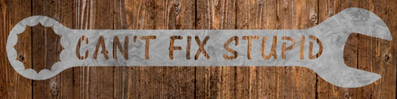 EMA-PC-001 Can't Fix Stupid Plasma Cut Sign 50cm x 10.5cm