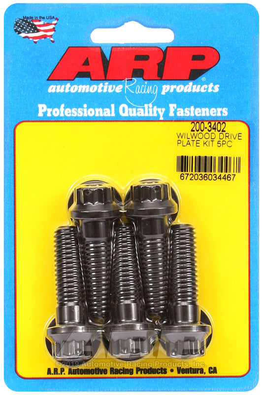 ARP 200-3402 WilwoOD Drive Plate Bolt 7/16 Drilled 12 PT 5Pcs