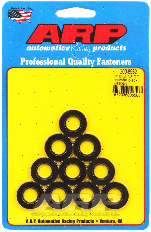 ARP 200-8532 7/16 ID 7/8 OD Chamfer Black Washers