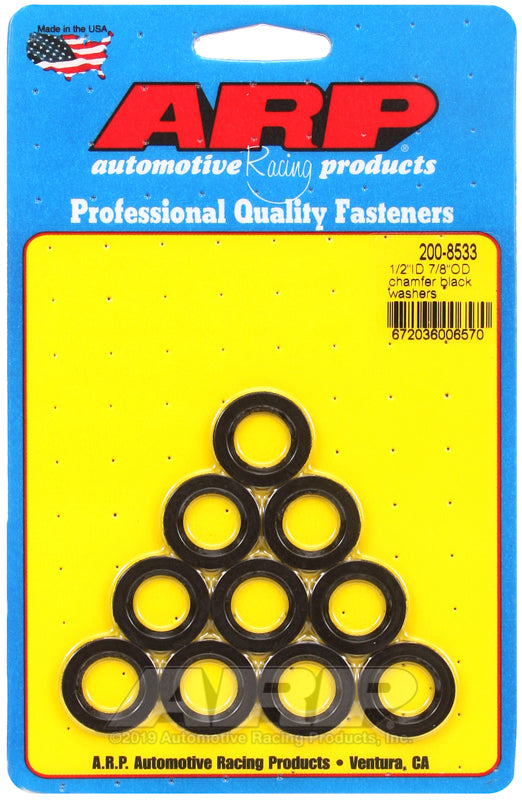 ARP Fasteners ARP200-8533 200-8533 1/2 ID 7/8 OD Chamfer Black Washers