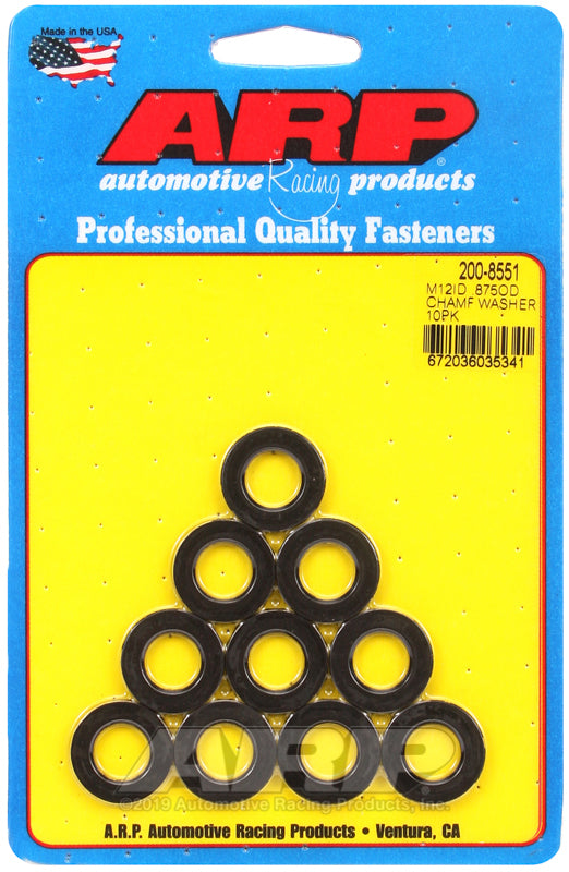 ARP 200-8551 M12 ID .875 OD Chamfer Black Washers