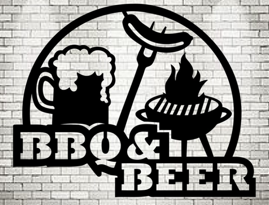 EMA-PC-004 BBQ and Beer Plasma Cut Sign 45cm x 36cm