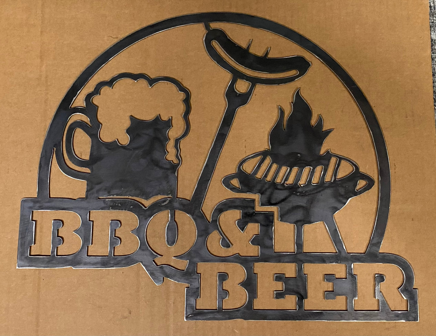 EMA-PC-004 BBQ and Beer Plasma Cut Sign 45cm x 36cm
