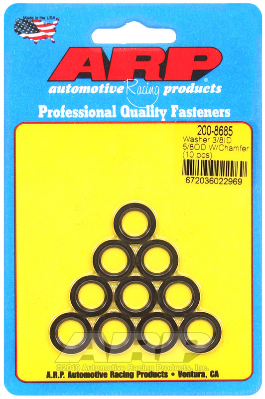 ARP Fasteners ARP200-8685 200-8685 3/8 ID 5/8 OD Machined Chamfer Black Washers
