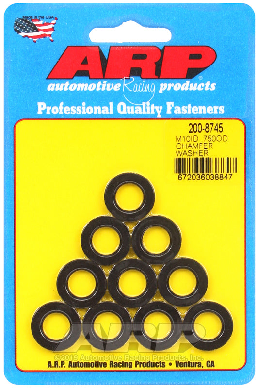 ARP 200-8745 M10 ID .750 OD Chamfer Black Washers