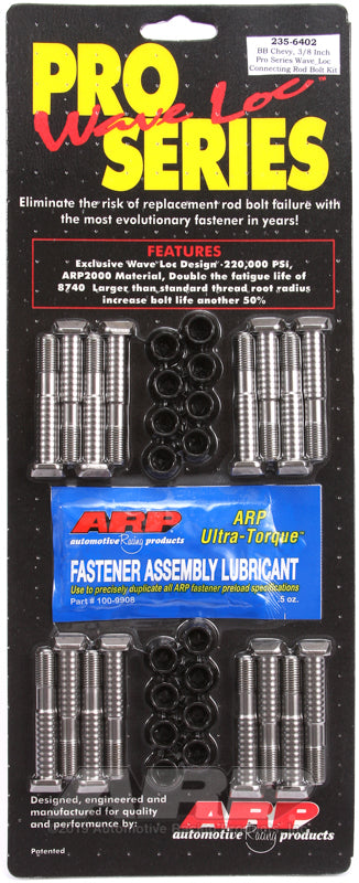 ARP 235-6402 BB Chevy 3/8" Pro Wave-Loc Rod Bolt Kit