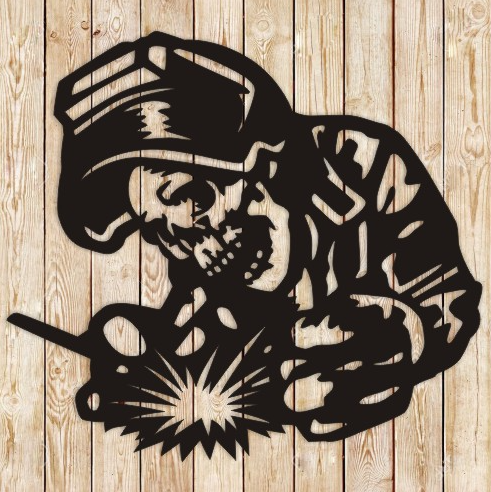 EMA-PC-017 Welding Skull Plasma Cut Sign 36cm x 32cm
