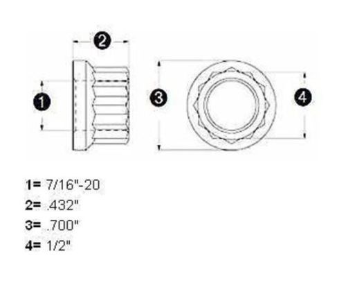 ARP Fasteners 300-8303-1 12 PT 7/16" -20 RH Thread Nut 300-8303-1 Single Nut 1/2" Socket