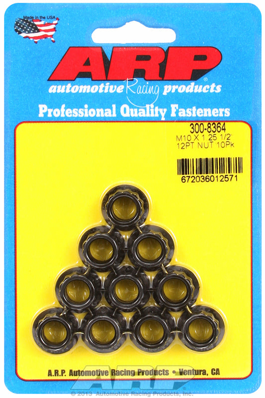 ARP 300-8364 M10 X 1.25 12PT Nut Kit