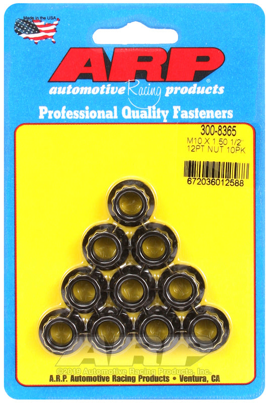 ARP Fasteners 300-8365 Fasteners 12 PT Nuts M10X1.50 (10)