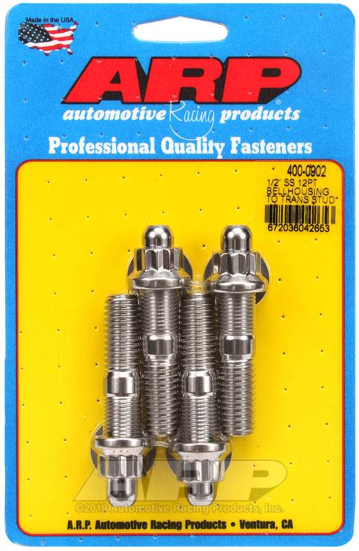 ARP 400-0902 1/2" SS 12PT Bellhousing to Trans Stud Kit