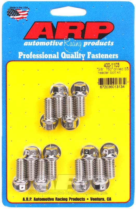 ARP 400-1103 3/8 X .750 Drilled SS Header Bolt Kit