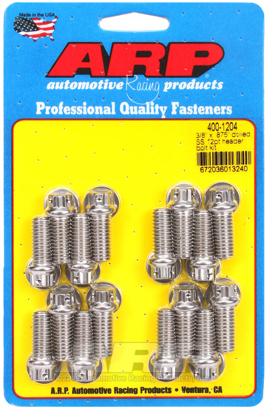ARP 400-1204 3/8 X .875 Drilled SS 12PT Header Bolt Kit