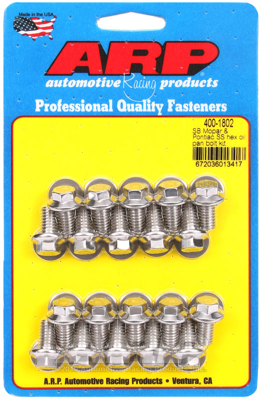 ARP 400-1802 SB Mopar & Pontiac SS Hex Oil Pan Bolt Kit