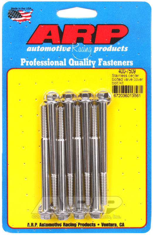 Chev small block with Centre Bolt Covers 400-7509 SS Center Bolted Valve Cover Kit ARP Fasteners ARP400-7509