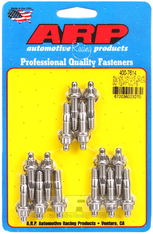 ARP 400-7614 Cast Alum Covers SS 12PT Valve Cover Stud Kit 14Pc