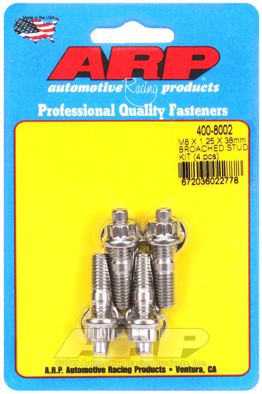 ARP 400-8002 M8 X 1.25 X 38mm Broached Stud Kit - 4Pcs