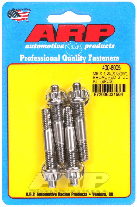 ARP 400-8005 M8 X 1.25 X 57mm Broached Stud Kit - 4Pcs – Engine Master