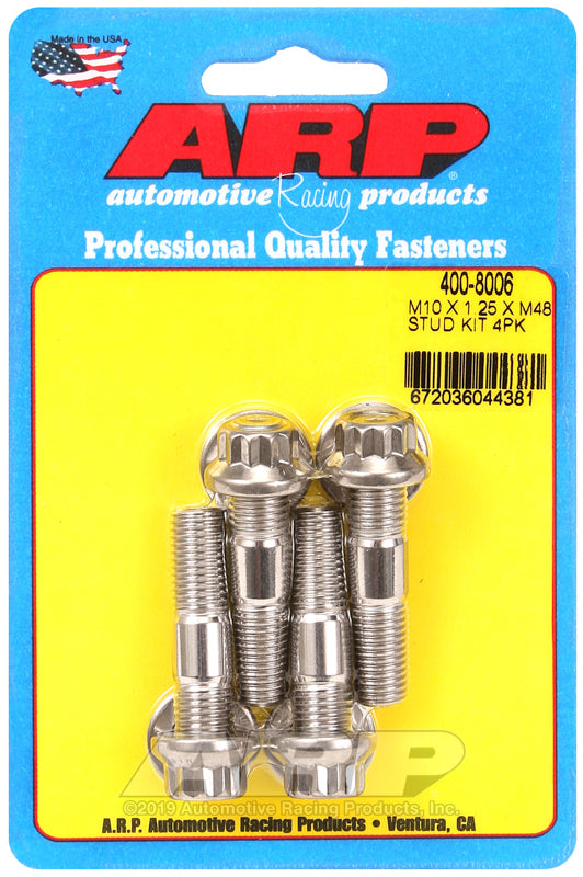 ARP 400-8006 M10 X 1.25 X 48mm Broached Stud Kit 4Pcs
