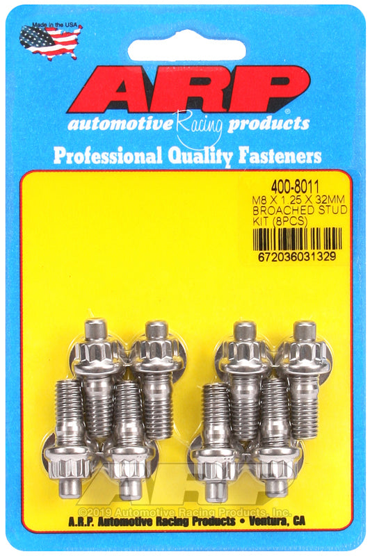 ARP 400-8011 M8 X 1.25 X 32mm Broached Stud Kit - 8Pcs