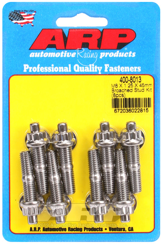 ARP 400-8013 M8 X 1.25 X 45mm Broached Stud Kit - 8Pcs