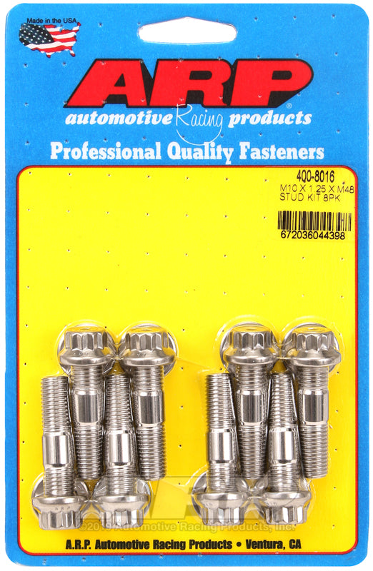 ARP 400-8016 M10 X 1.25 X 48mm Broached Stud Kit 8Pcs