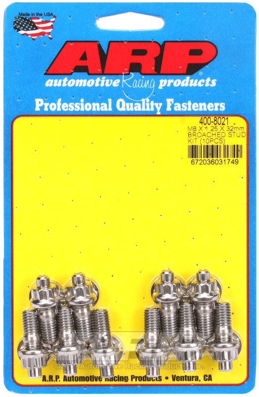 ARP 400-8021 M8 X 1.25 X 32mm Broached Stud Kit - 10Pcs