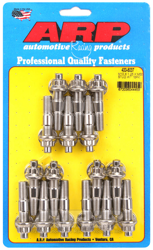 ARP 400-8037 M10 X 1.25 X 55mm Broached Stud Kit 16Pcs