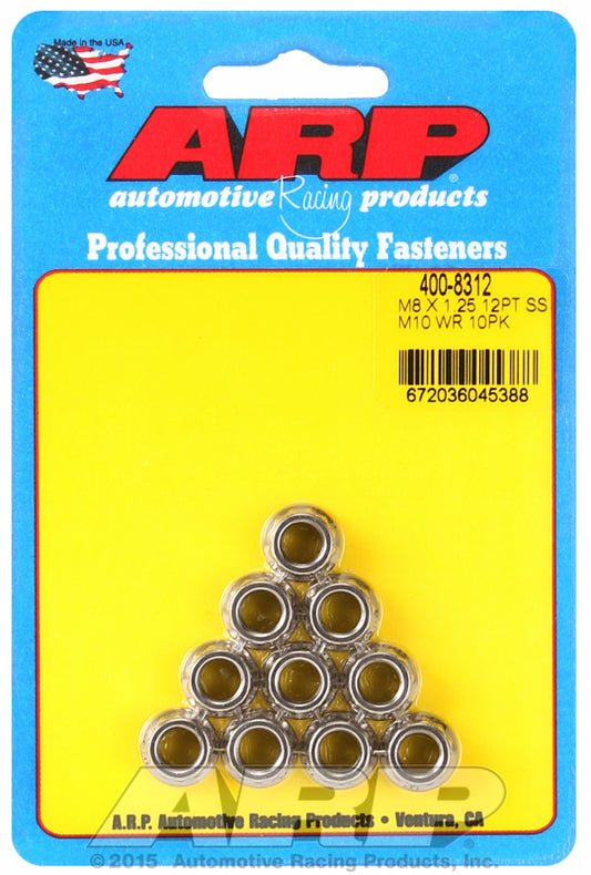 ARP 400-8312 M8 X 1.25 (M10 Wr) SS 12PT Nut Kit