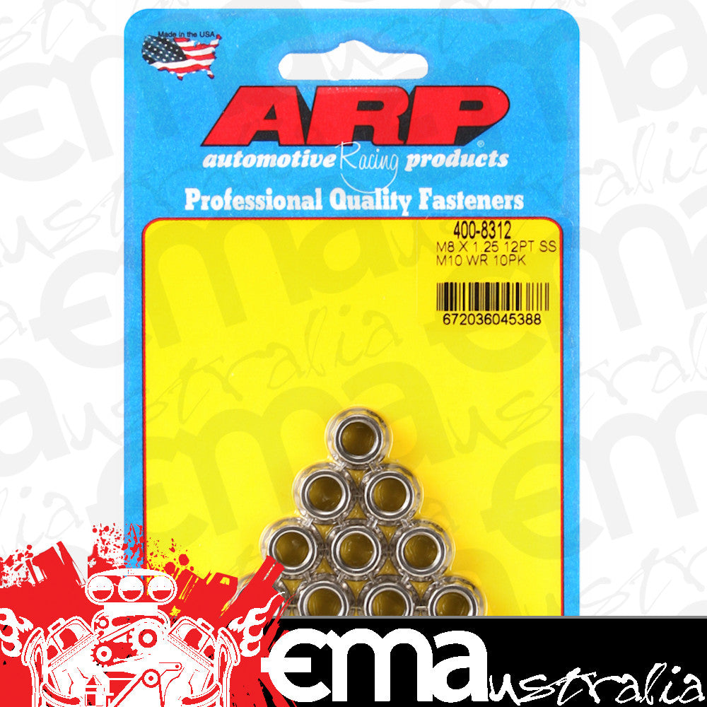 ARP 400-8312 M8 X 1.25 (M10 Wr) SS 12PT Nut Kit