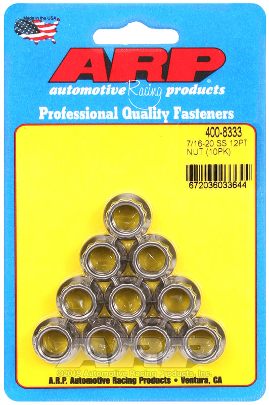 ARP 400-8333 7/16-20 SS 12PT Nut Kit