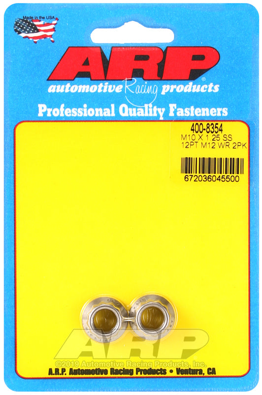 ARP 400-8354 M10 X 1.25 (M12 Wr) SS 12PT Nut Kit