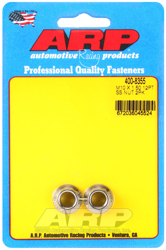ARP 400-8355 M10 X 1.50 (M12 Wr) SS 12PT Nut Kit