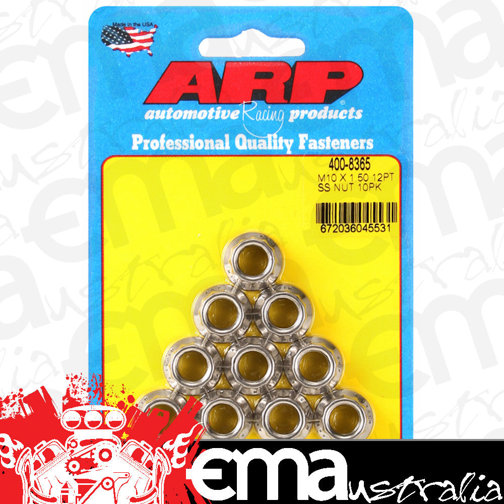 ARP 400-8365 M10 X 1.50 (M12 Wr) SS 12PT Nut Kit