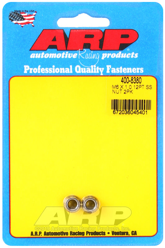ARP 400-8380 M6 X 1.00 (M8 Wr) SS 12PT Nut Kit