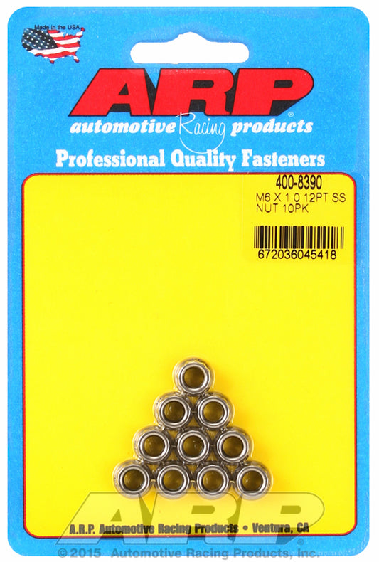 ARP 400-8390 M6 X 1.00 (M8 Wr) SS 12PT Nut Kit
