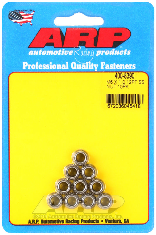 ARP 400-8390 M6 X 1.00 (M8 Wr) SS 12PT Nut Kit