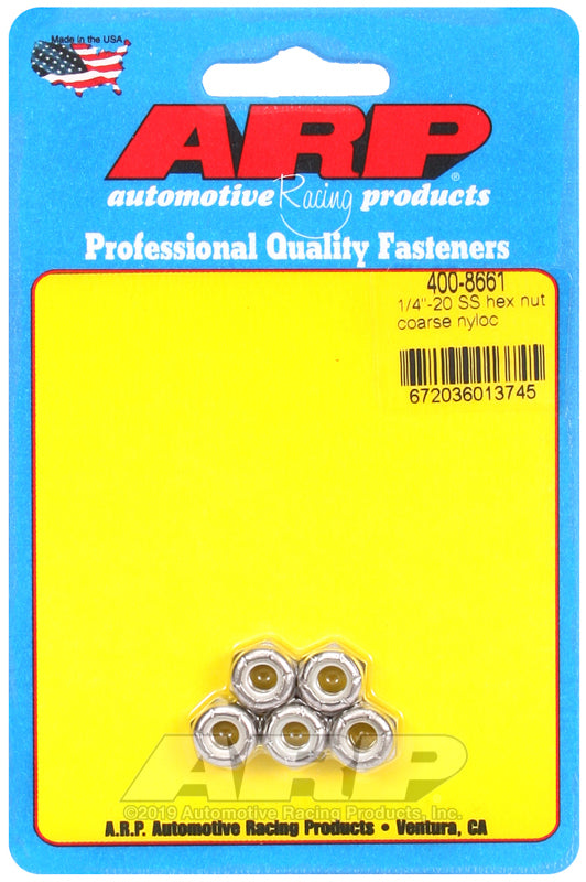 ARP 400-8661 1/4-20 SS Coarse Nyloc Hex Nut Kit