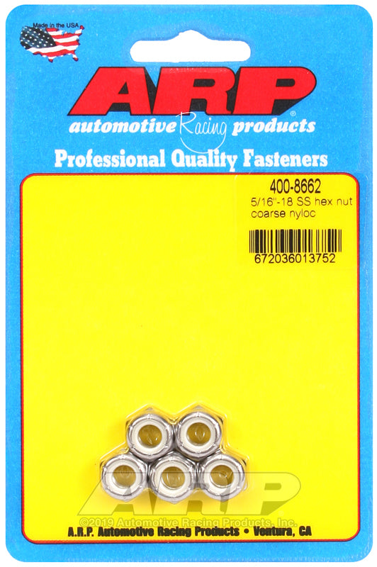 ARP 400-8662 5/16-18 SS Coarse Nyloc Hex Nut Kit