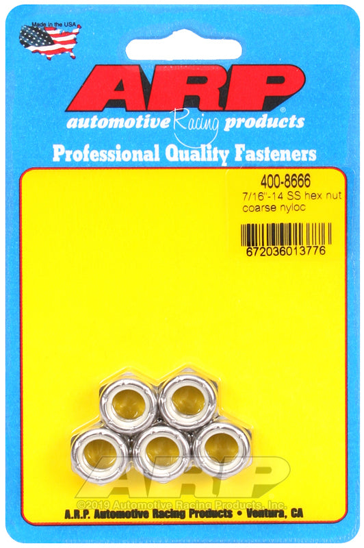 ARP 400-8666 7/16-14 SS Coarse Nyloc Hex Nut Kit