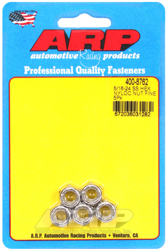 ARP 400-8762 5/16-24 SS Fine Nyloc Hex Nut Kit